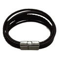 Pulseira Masculina de Couro Trançado com Fecho Magnético