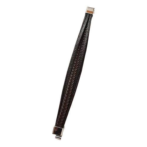 Pulseira Masculina de Couro Trançado com Fecho Magnético